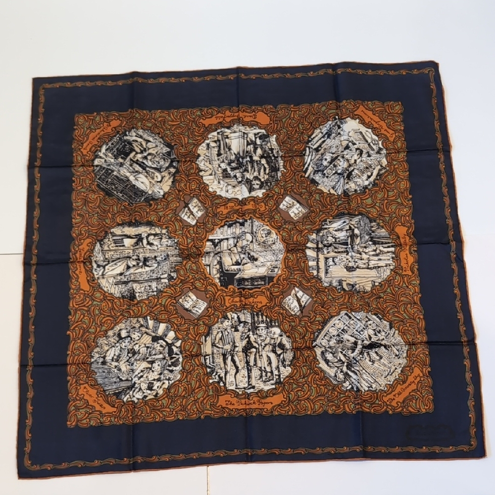 Vintage Jacqmar Charles Dickens Silk Scarf 70's
